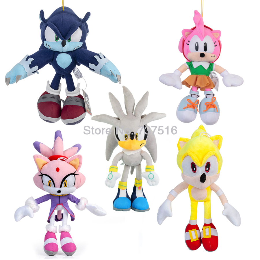 

New Series Super Sonic Amy Rose Blaze the Cat Sonic the Werehog Silver the Hedgehog Plush Stuffed Animal Toy 11-20 Inch 201027