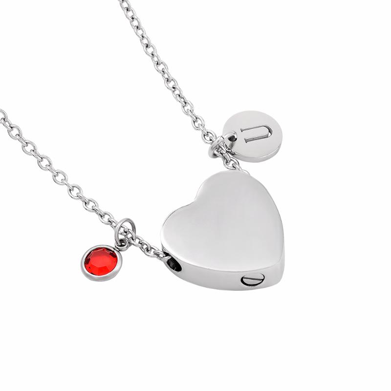 

Slider Heart Stainless Steel Cremation jewelry to hold loved ones ashes -Free Memorial Urn Necklace For Women Keepsake