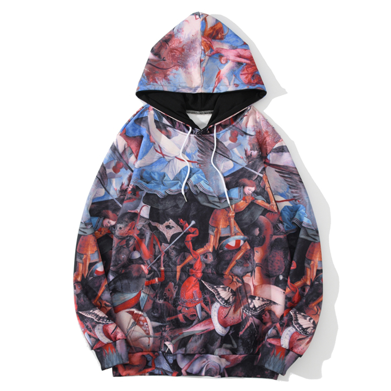 

2021 New Hip Hop Streetwear Mens Character Painting Print Harajuku Hooded Pullover Loose Winter Cotton Casual Hoodie Sweatshirts 9d4g, Black