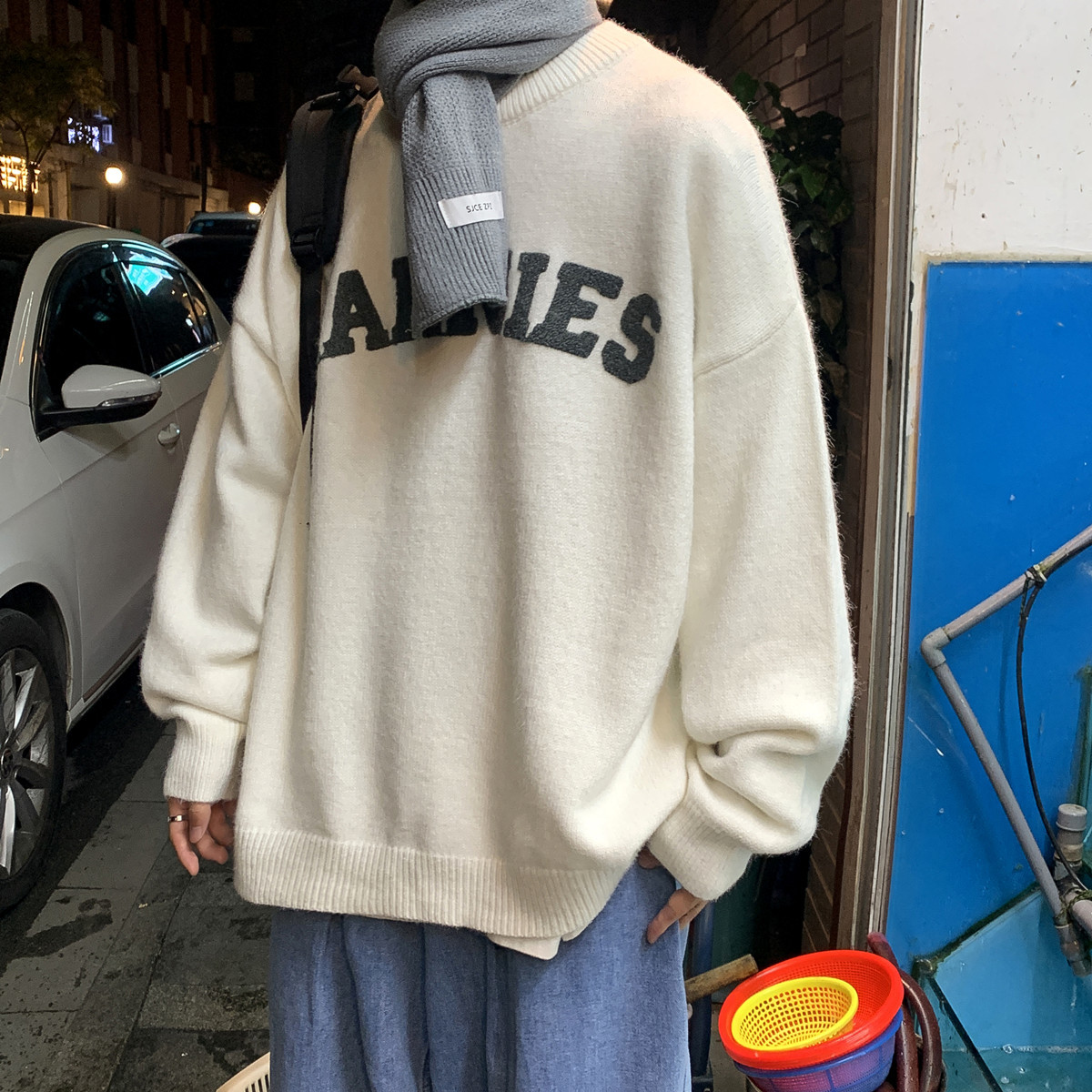 

2021 New Autumn and Winter Gangfeng Boys English Tide Letter Embroidered Large Couple Loose Nightgown CF8R