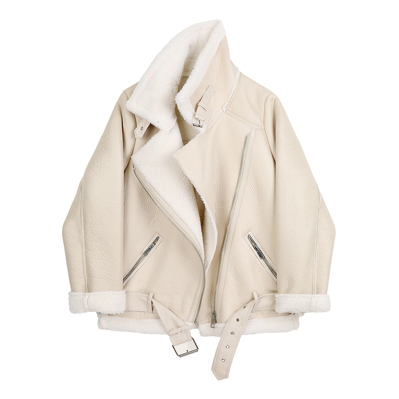 

2021 New Black Fit Leather of the Thick Plutonium Size Big Lapel Jacket Female Coat Fashionable Autumn Tide PTH4