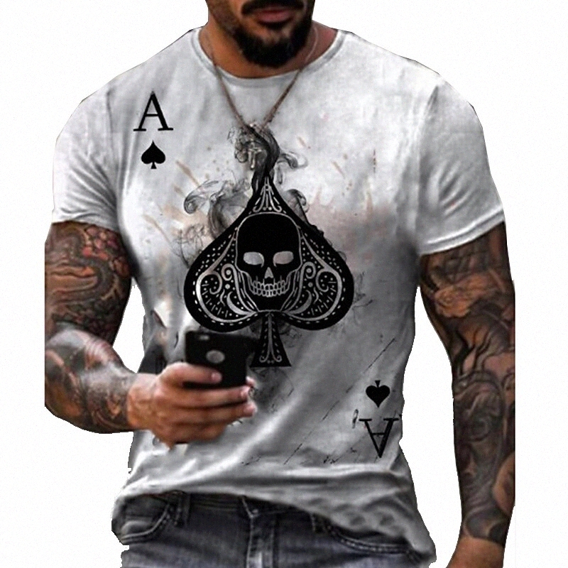 Tee Tee T-shirt Tee-shirt 3D Imprimé graphique Impression du crâne Poker rond Daily Daily Holiday Imprimé à manches courtes Tops Casual Designer