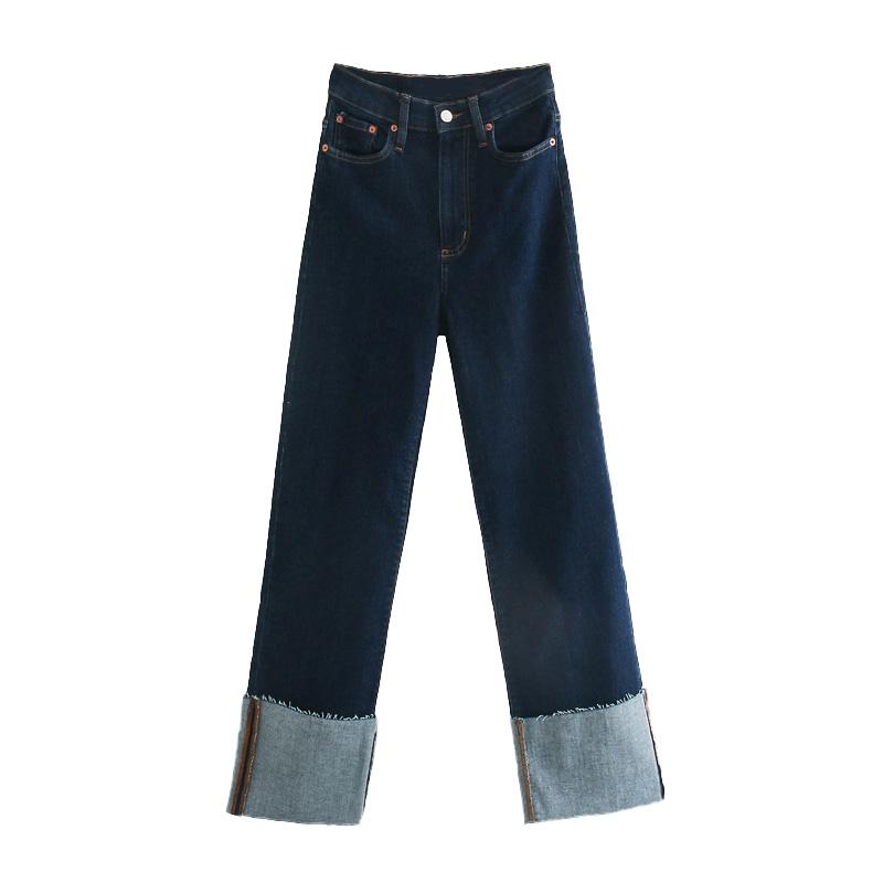 

Novalya Casual Loose Straight Jeans Women Fashion High Waisted Full Length Denim Pant Women Elegant Pockets Jeans Female Ladies, Darkblue
