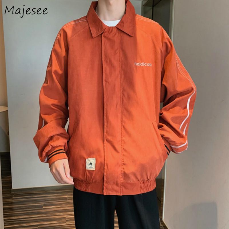 

Jacket Men Turn-down Collar Big Size Zipper Hip Hop Novelty Casual Loose Letter Mens Jackets and Coats Males Streetwear Simple, Black