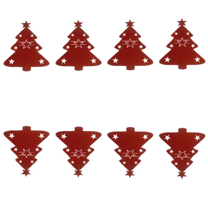 

8pcs Christmas Tree Cutlery Cover Knife and Fork Bags Christmas Tableware Pouch Holder Cutlery Bags for (Red