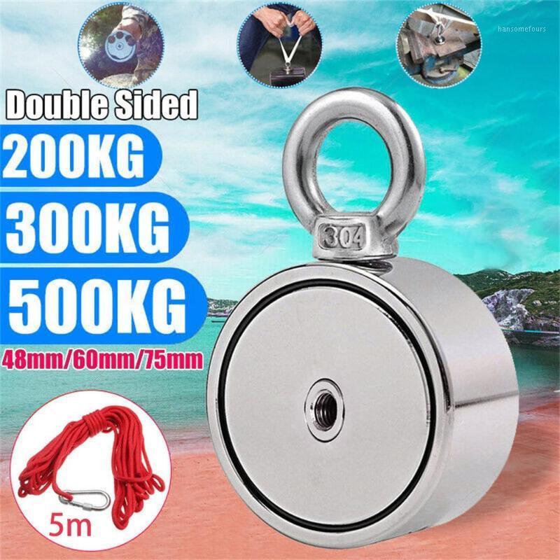 

500/300/200kg Powerful Neodymium Magnet Hook strong Salvage Magnet Sea Fishing Equipments Holder with Ring holder+5M Rope1