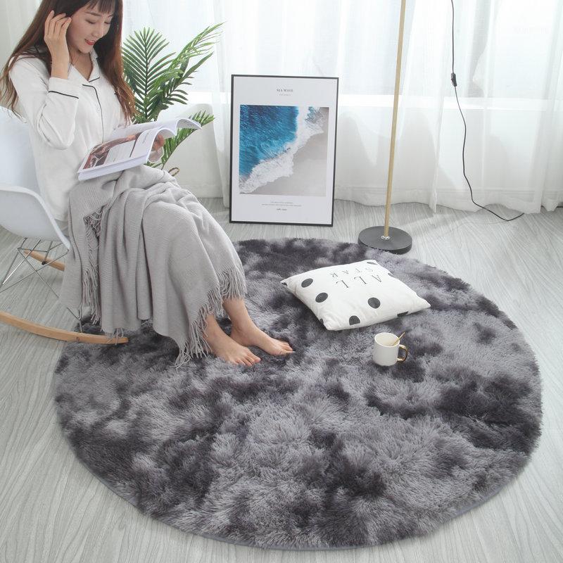 

Nordic round carpet tie-dye living room coffee table blanket bedroom bedside mat computer chair yoga rug1