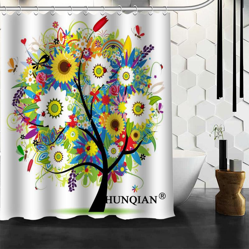 

New Arrival Tree Shower Curtain Polyester Fabric Printing Bathroom Curtain Waterproof Bathroom Products With Hook