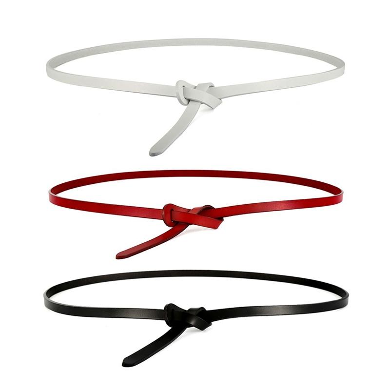 

Women Leather Skinny Belt for Dress, Fashion PU Thin Waist Belt, White