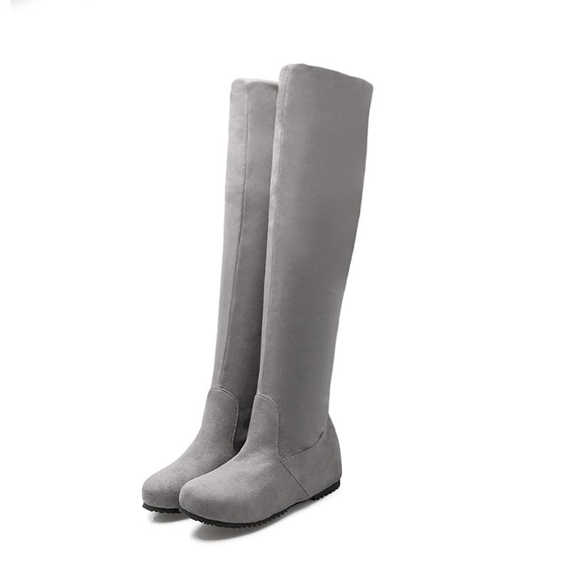 

2020 Rushed Winter Boots Botas Mujer Big Size 34-52 Women Shoes Long Boots Round Toe Square High Height Increasing Quality 510, Black