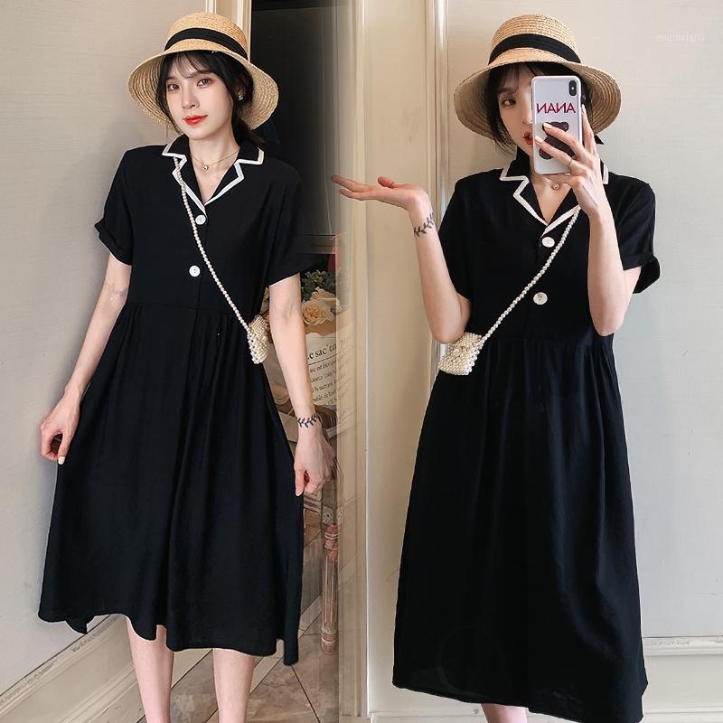 

30931# Maternity Clothes Nursing Dress button Loose Stylish Dress for Pregnant Women Pregnancy Clothes Breastfeeding1, Black nursing