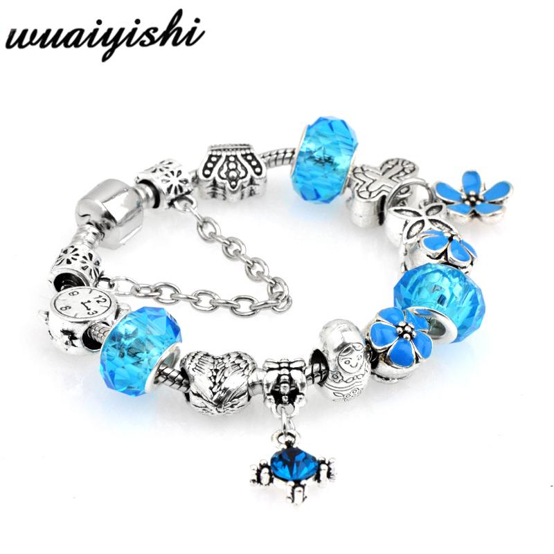 

Blue trinket goods braceletis tasted Crystal Charm Bracelet With Beads Fits Original Brand Bracelet For Women Friend PSL-0237