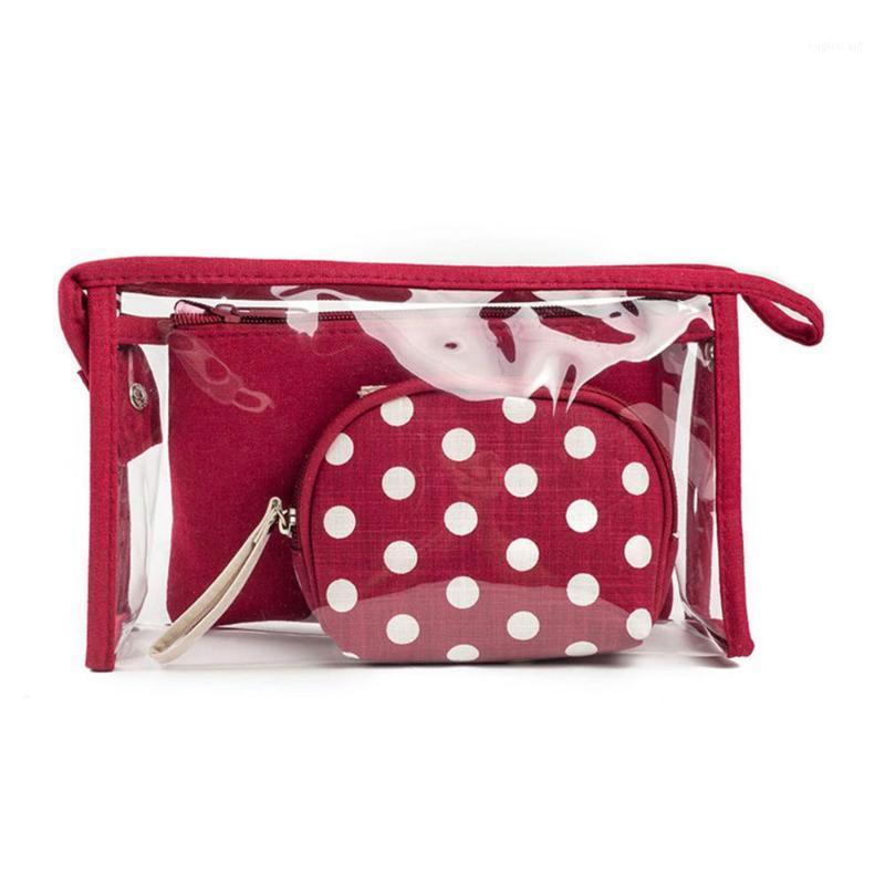 

PVC Ladies Toiletry Bag 3pcs/Set Travel Pouch Women Dots Makeup Bags Waterproof Portable Female Cosmetic Bag Women 718b1, 718e