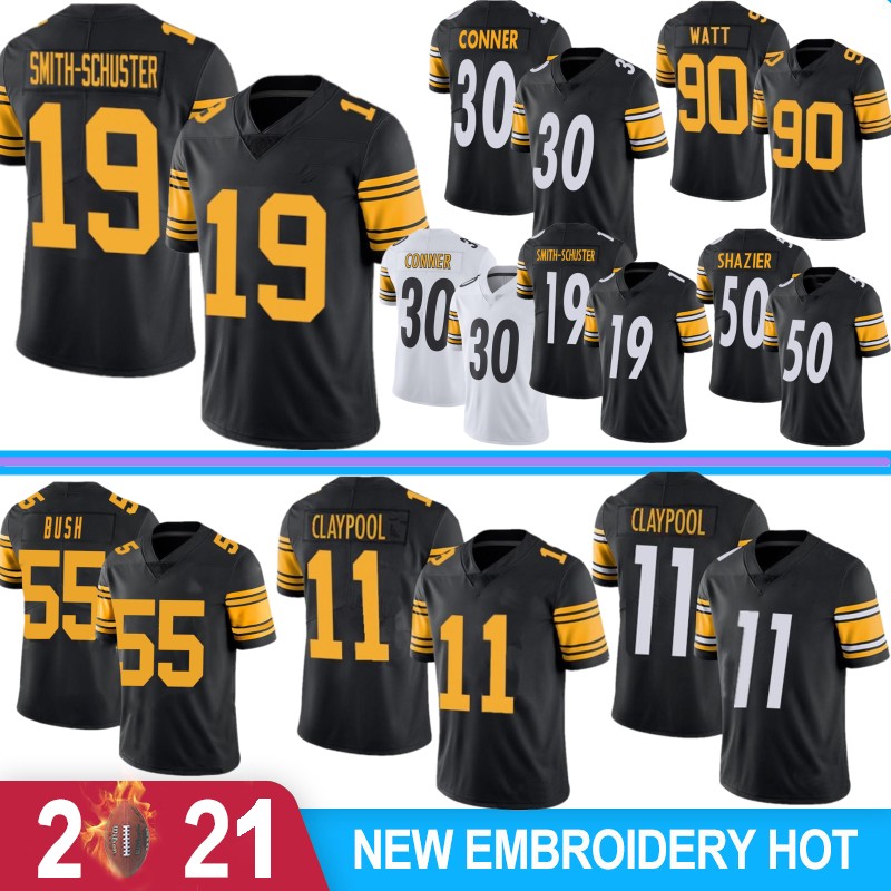 

Juju Smith-Schuster Football Jerseys Chase Claypool PittsburghSteelersMen Jersey T.J. Watt Fitzpatrick Devin Bush Troy Roethlisberger Polamalu, Black
