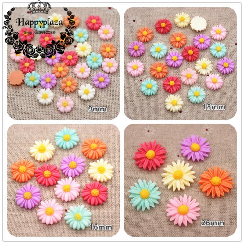 

9mm/13mm/16mm/22mm/26mm Mix Colors Daisy Resin Flower Flatback Cabochon DIY Jewelry Phone Decoration