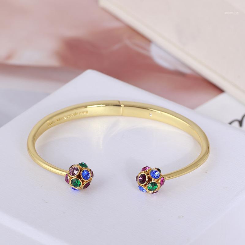 

European and American simple inlaid color ball open bracelet for women1