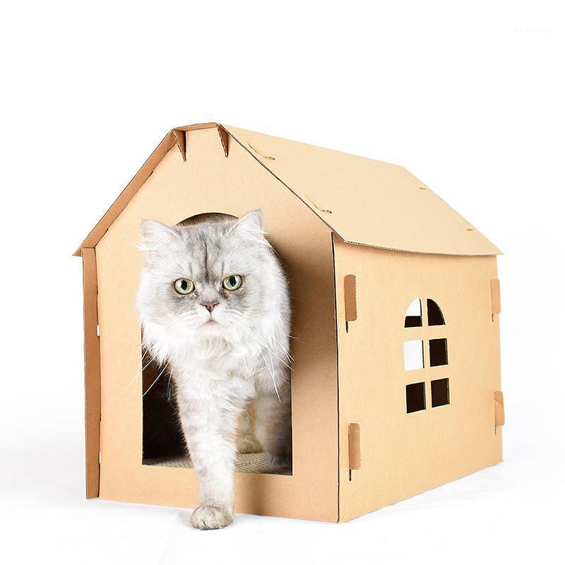 

Furniture Carton Box Tools Indoor DIY Scratch Board Self Assembly Kitten Cat House Corrugated Paper Have Small Window Supplies1