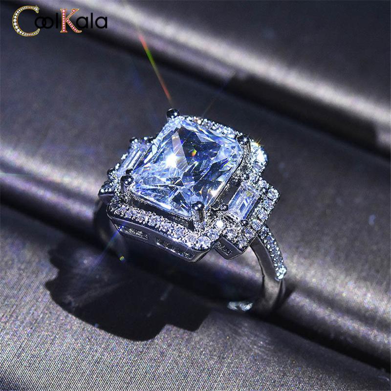 

Wedding Rings Coolkala Hearts And Eight Arrows D Color Mosang Princess Square Open Female Ring Jewelry