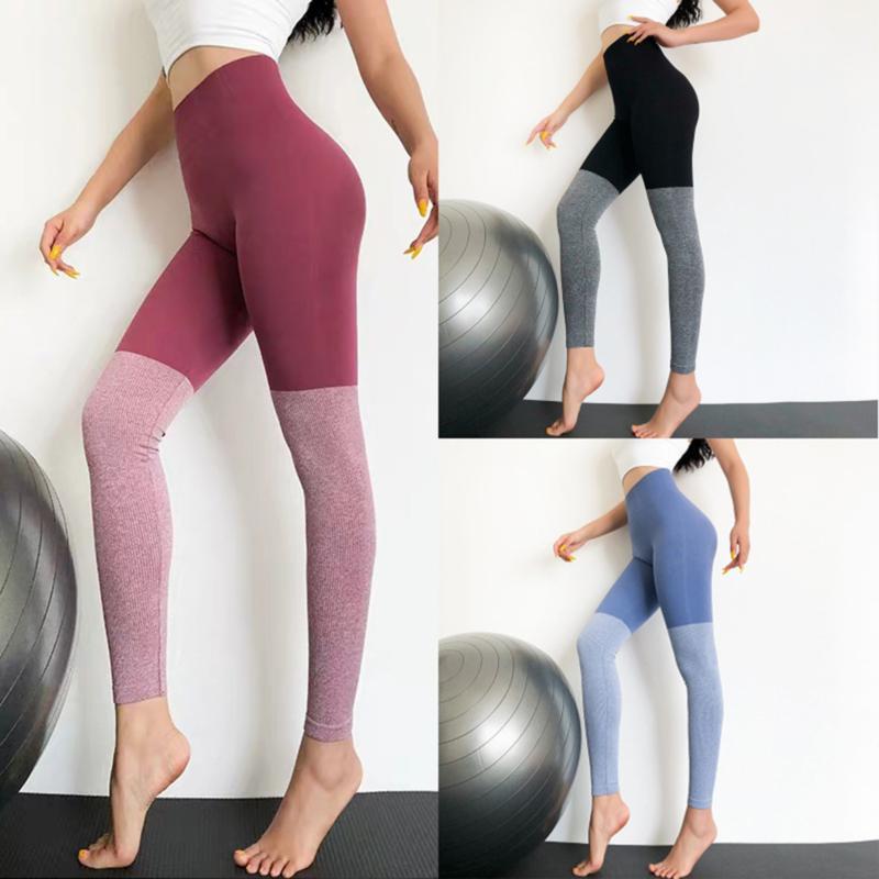 

Women Contrast Color Gym Sport Leggings Yoga Tight High Waist Seamless Workout Athletic Tights Yoga Pants1, Black