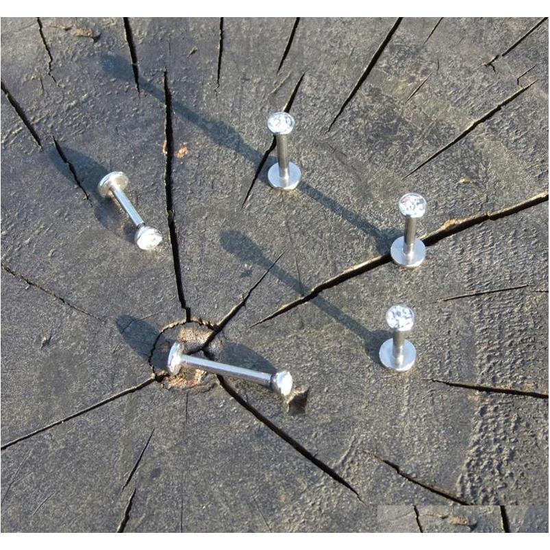 

Punk Trendy Silver 16 Gauge Lip Rings Surgical Steel Labret Piercing Bar Ear Studs Diamonds Crystal Nose Ring Eye sqcBXW homes2007, Black