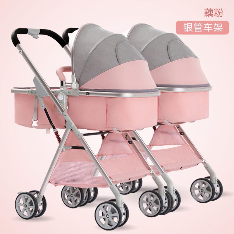 

Twins Baby Stroller Can Sit Lie-Split High Landscape Lightweight Folding Absorbers Double Trolley Second Child Trolley1