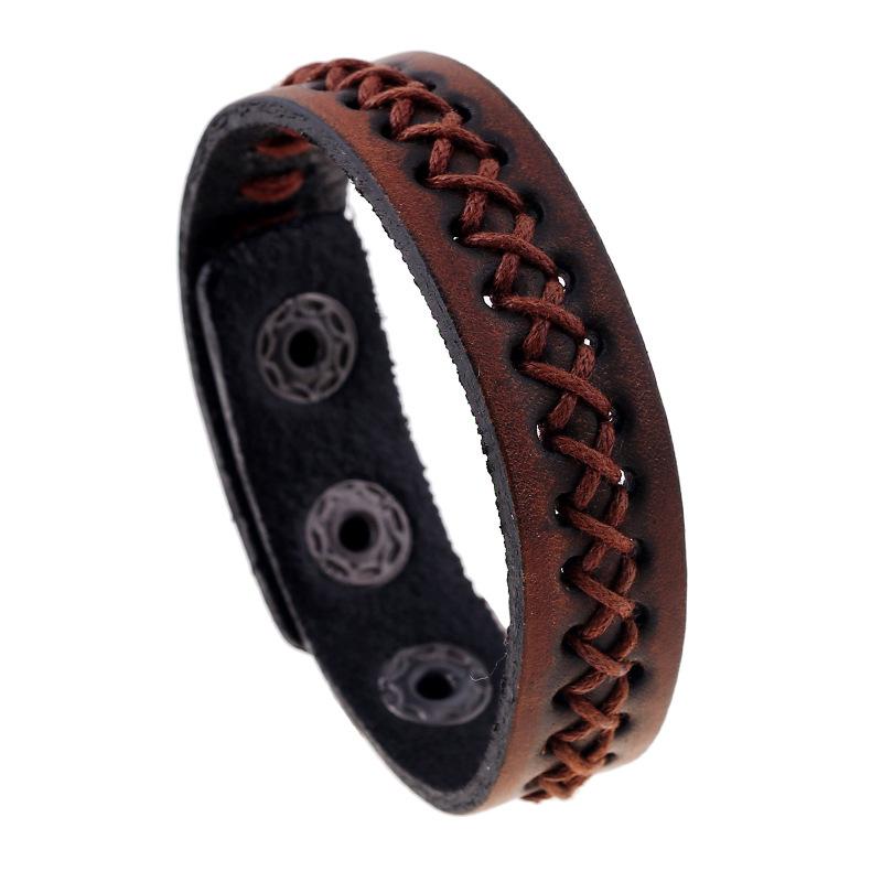 

Charm Bracelets Factory Direct Sales Retro Distressed Woven Cowhide Bracelet Simple Personality Men's Jewelry