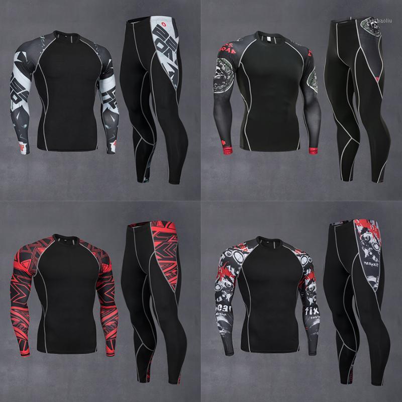 

Men New Fashion Compression Running Tights Gym Sports Set Leggings Fitness T-Shirt Male 2 Pieces Set Quick-Drying Jogger Suit1, Green