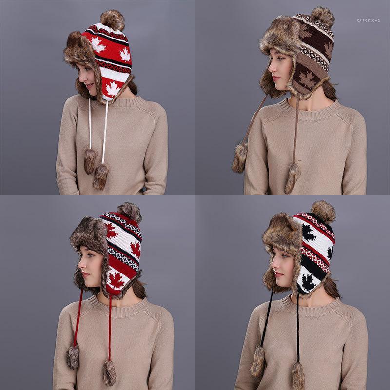 

New Style for Autumn and Winter Earmuffs Hat Plush Ushanka Outdoor Winter Knitted Woolen Cap1, White