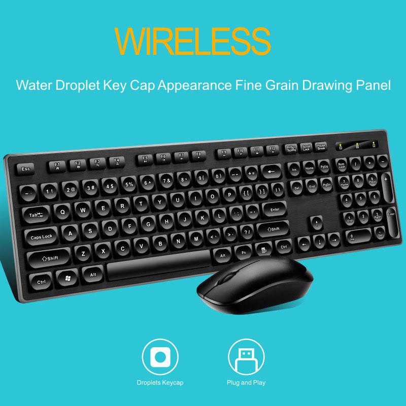 

104 Keycaps Ergonomic Computer Mouse Set Wireless Keyboard And Mouse Set Ultra-Thin Keyboard 1600DPI For PC