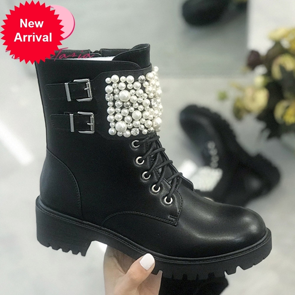 

2021 The New New Female Chunky Heels Ankle Fashion Toe Granules Women Boots Woman Shoes 0k2i, Black