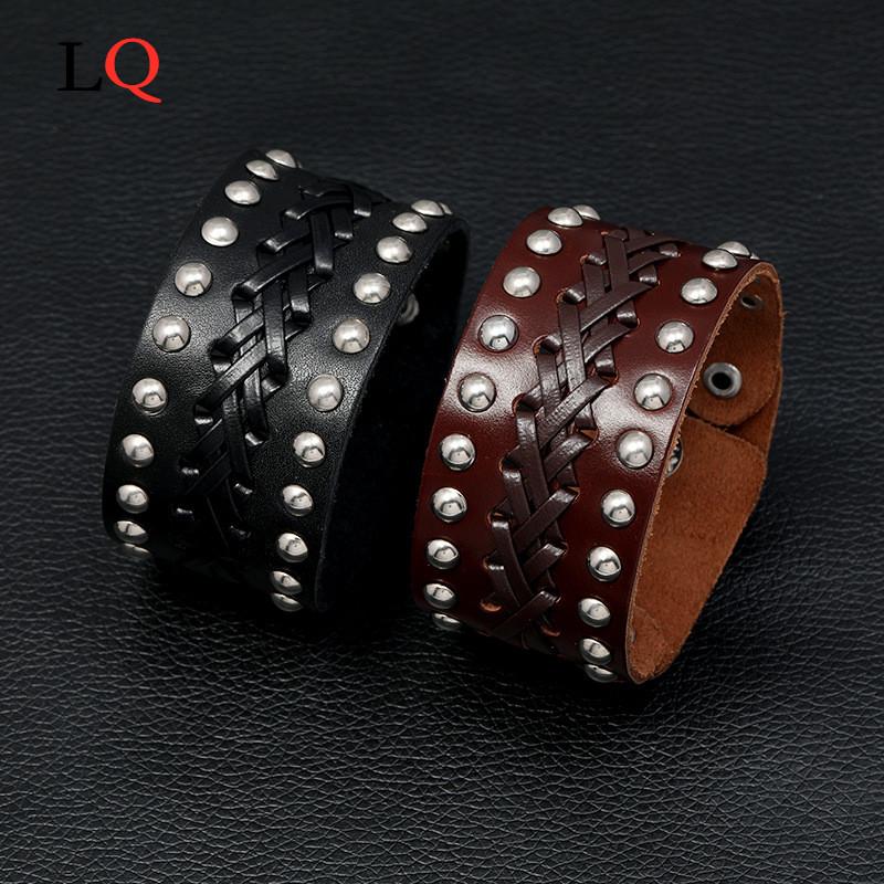 

Vintage Weave Braided Leather Bracelet Fashion Wide for Men Punk Jewelry Best Gift Boho Wrap Bracelets Wholesale