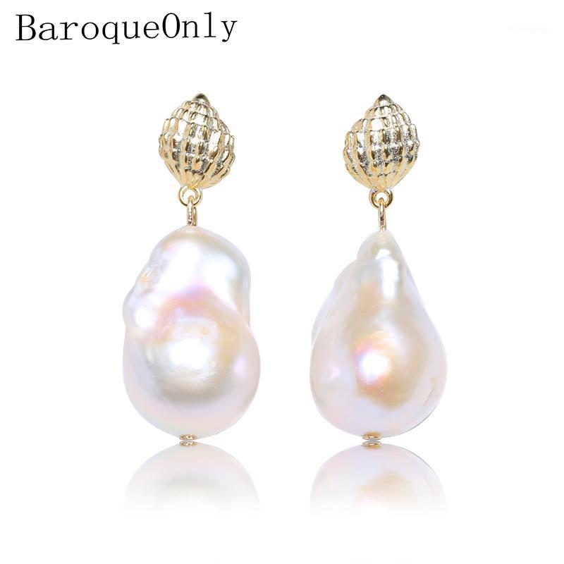 

Baroqueonly Bohemia Style 925 Sterling Silver Earrings Natural Irregular Pearl Drop Gifts For Woman EAZ1 Dangle & Chandelier