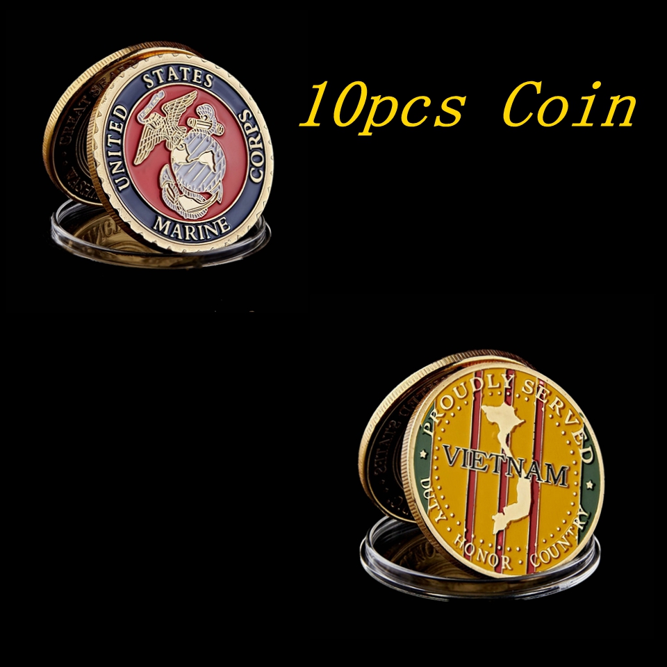 10pcs Gold Plated Collection Craft Vietnam Commemorative Challenge Coin Art Crafts-image-596775935