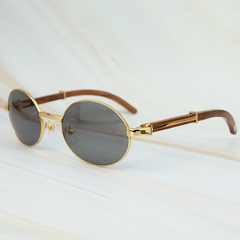 

Round Metal Clasic Oval Sunglasses Full Frame Gold General Wood Glasses Men And Wen Eyewear1