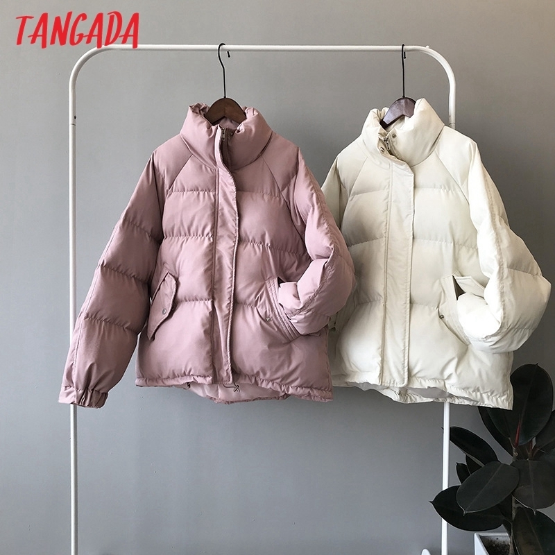

Tangada Women Solid Pink Thick Oversize Parkas Winter Female Zipper Pocket Warm Loose Coat Overcoat ASF67 210203, Yx0240-light pink