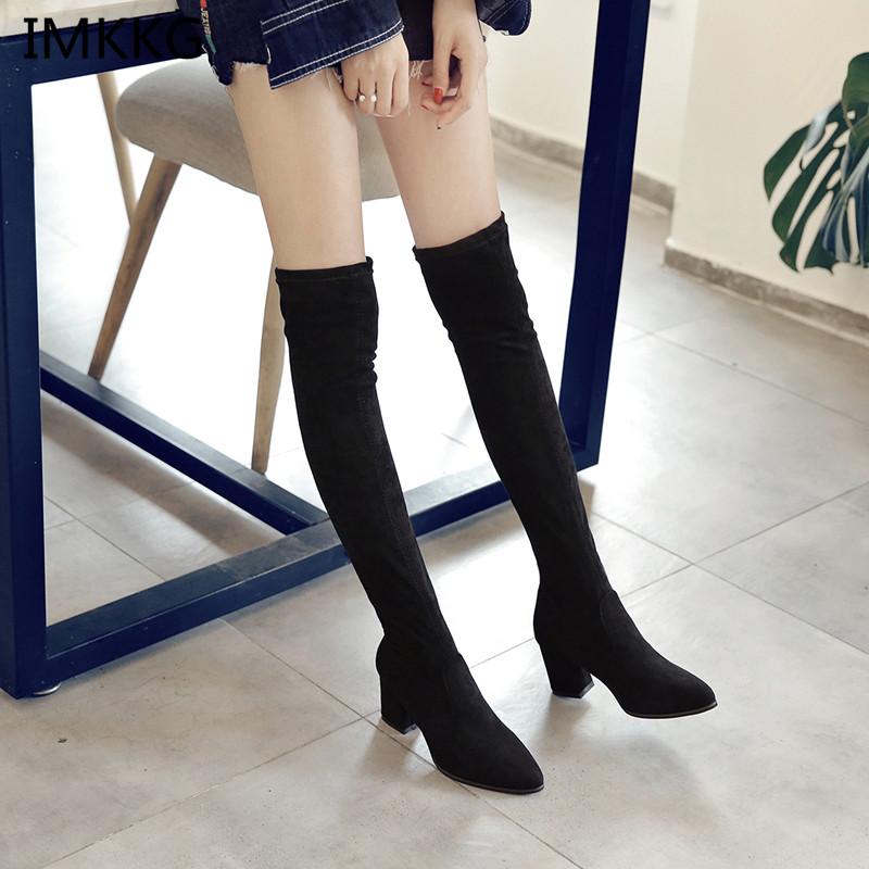 

2020 New Women Boots Sexy Fashion Over the Knee Boots Sexy Thin Square Heel Boot Platform Woman Shoes Blackfgb789, Short black