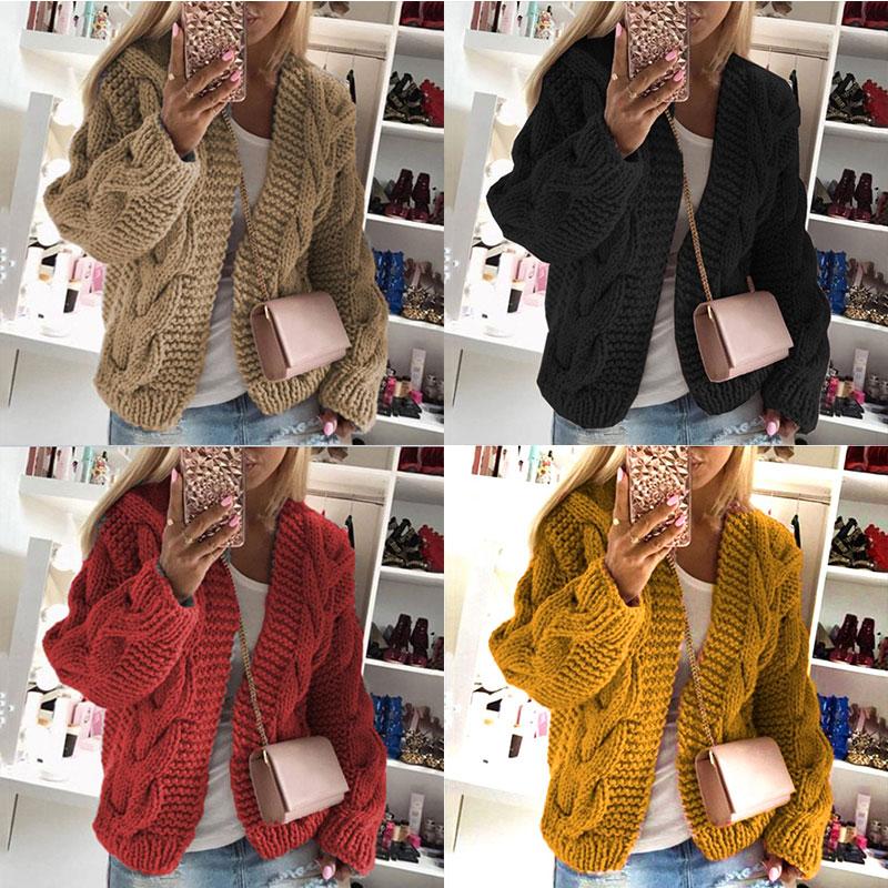 

Oversized Jumpers Korean Thicken Sweater Jacket Coat Hooded Cardigan Knitted Winter Knitted Cardigan Trench Coats Jacket Tops, Black