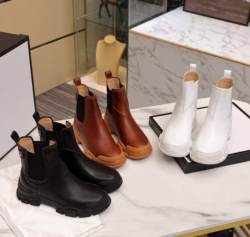 

Luxury Designer Martin boots 100% cowhide women Shoes platform Leather men Lazy boots Fashion Ladies short boots black brown Large size 45, White
