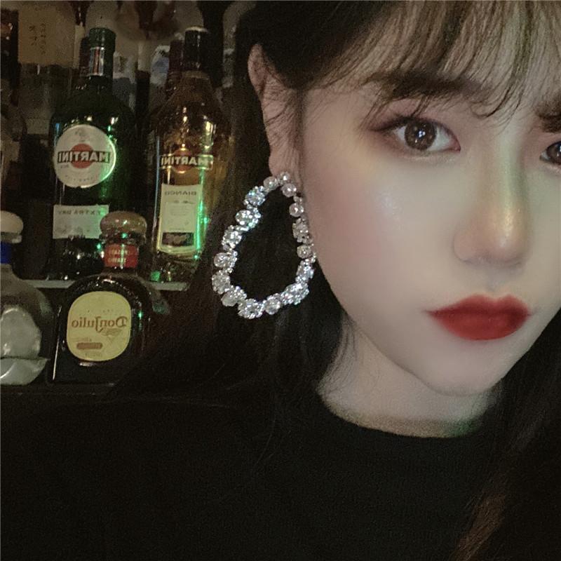 

FYUAN Big Water Drop Crystal Earrings for Women Bijoux Geometric Rhinestone Dangle Earrings Statement Jewelry