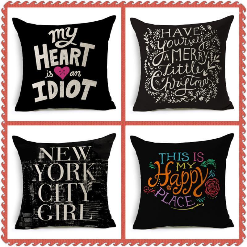 

Maiyubo Vintage Black and White Letters Pillow Covers Scandinavian Cushions Decor Sofa Cheap Cushion Cover Christmas Gift PC3851