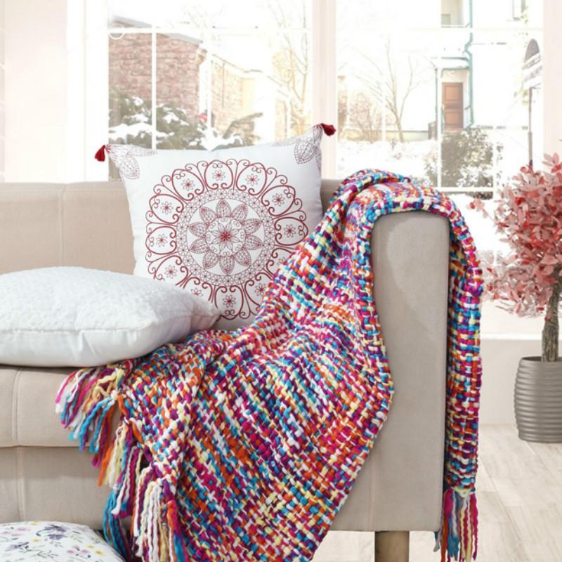 

Fashion 100% Acrylic Crochet Blanket on Home Sofa Bed Covers 50X60 Inch Colorful Thread Throw Portable Winter Warm Blankets1