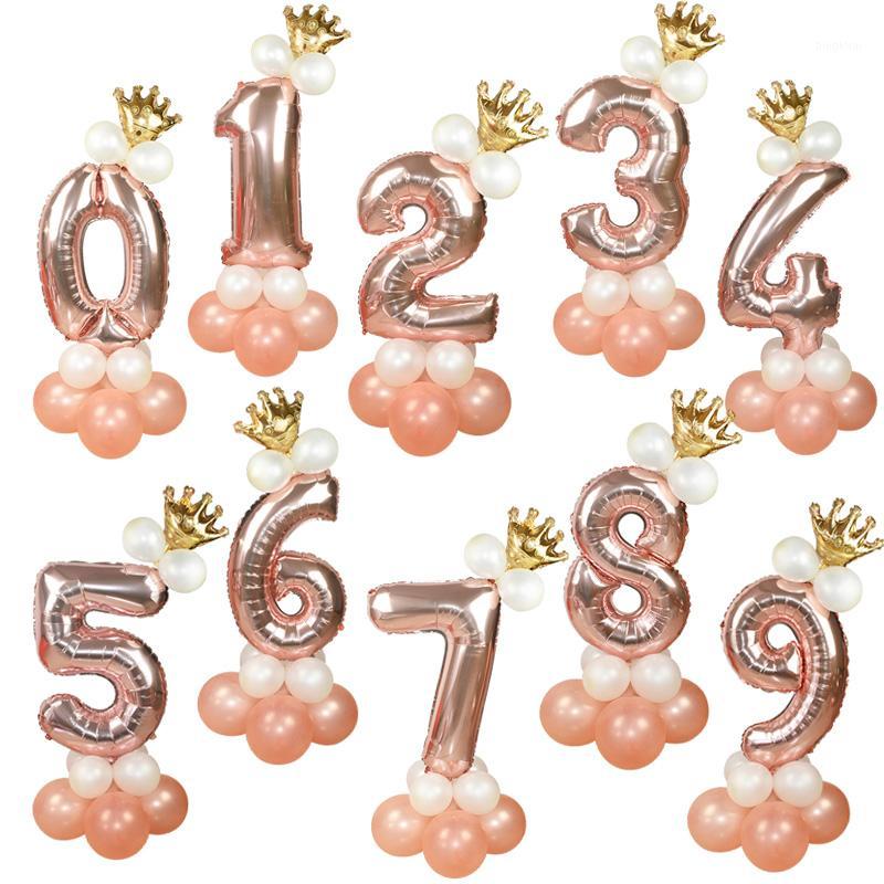 

1 Set DIY Stand 32inch Rose Gold Foil Number Balloons Kit for 1st 2nd Birthday Party Decoration Xmas New Year 2020 Decor Ballon1