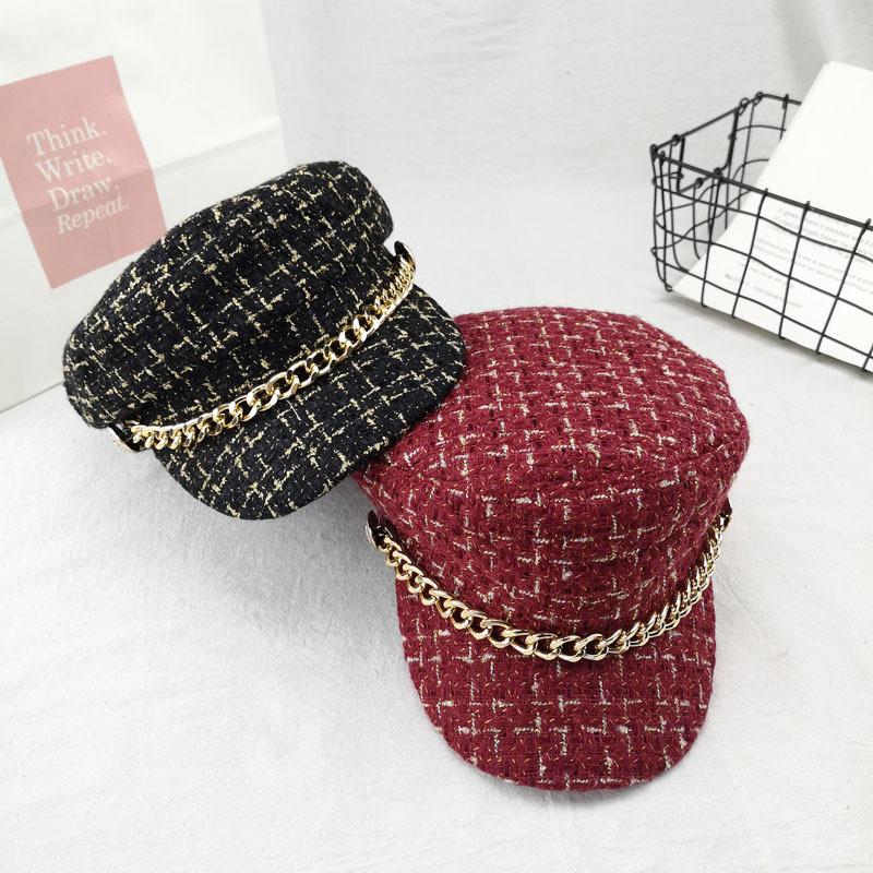 

Caps For Women Baseball Cap Lady Brand Chain Beret Hat Fashionable Women's Cotton Hat Outdoor Sun Winter Warm, White