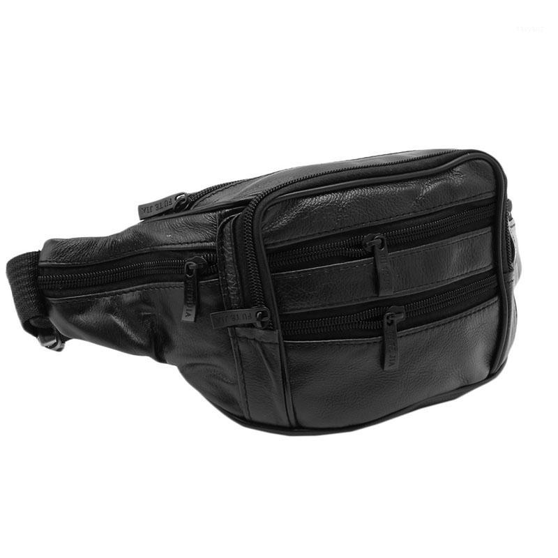 

Men's Vintage Leather Messenger Bag Waist Pack Pouch Outdoor Hiking Motorcycle L9BE1, Black