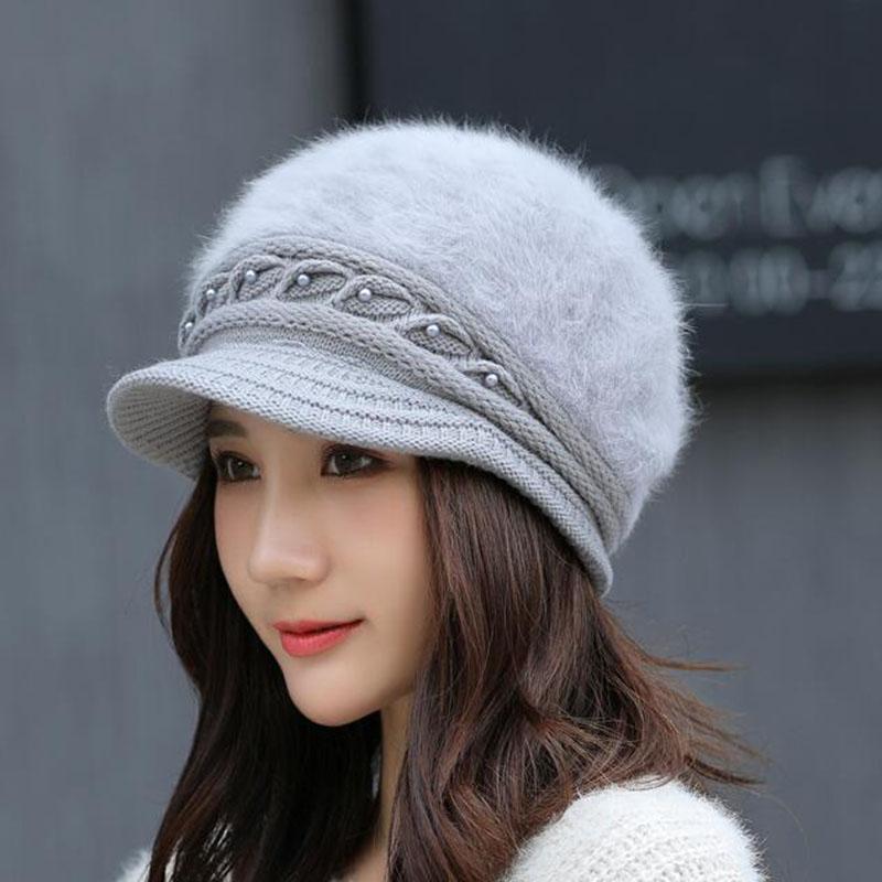 

Beanie/Skull Caps Brand Hat Autumn And Winter Knitted Female Thermal Fur Windproof Beanies, Purple