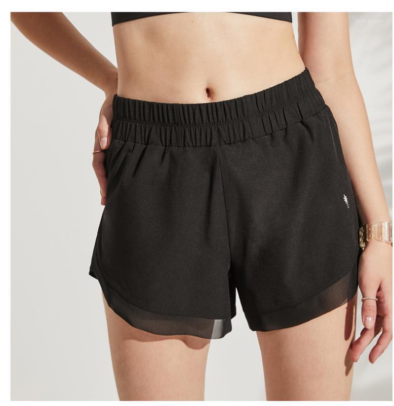 

One May Be Anti-Exposure Sports Shorts Female Loose Running Outer Wear Gauze Quick-Drying High-waisted Fitness Yoga Shorts1, Black