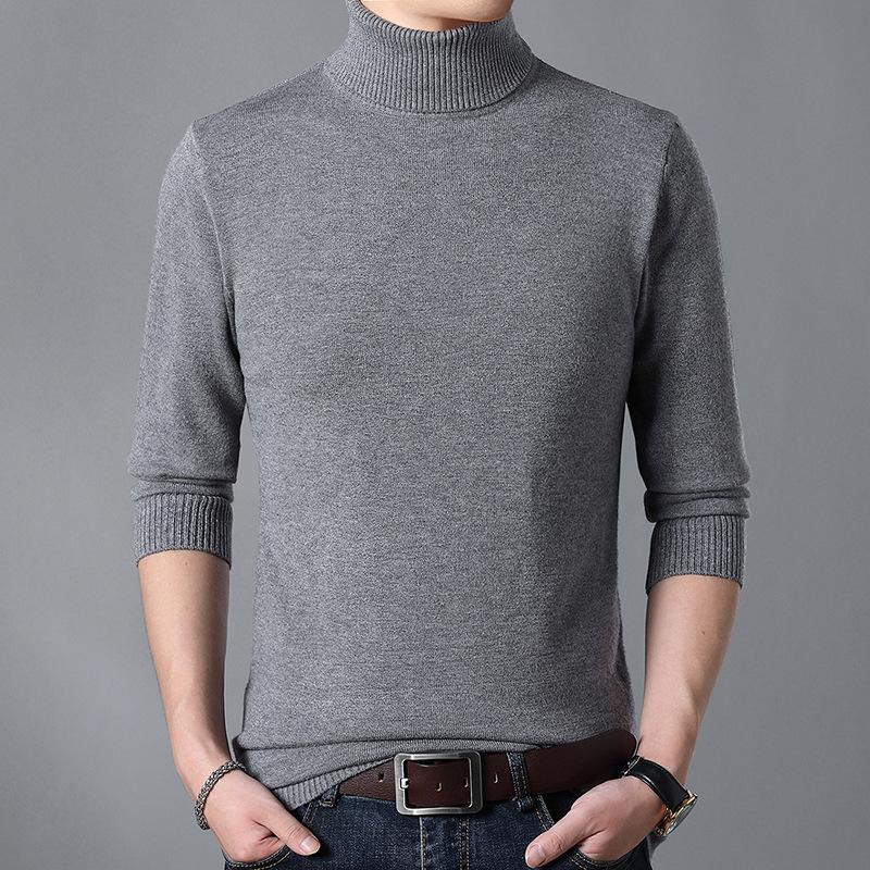 

Men's Sweaters Mens Sweater Fashion Turtleneck Pullovers Autumn Winter Warm Knitted Men Solid Casual Pullover Clothing 2021, White;black