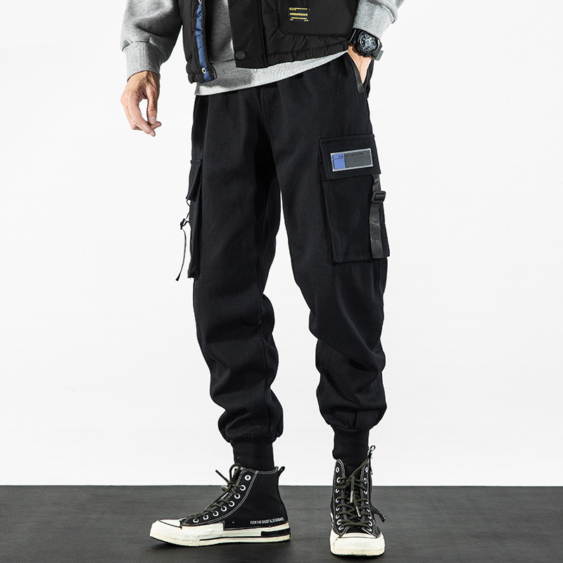 

Winter Men Full Length Pants Cargo Pants Loose Hip Hop Streetwear Joggers Casual Harem Trousers Men Sweatpants Street Wear, Black