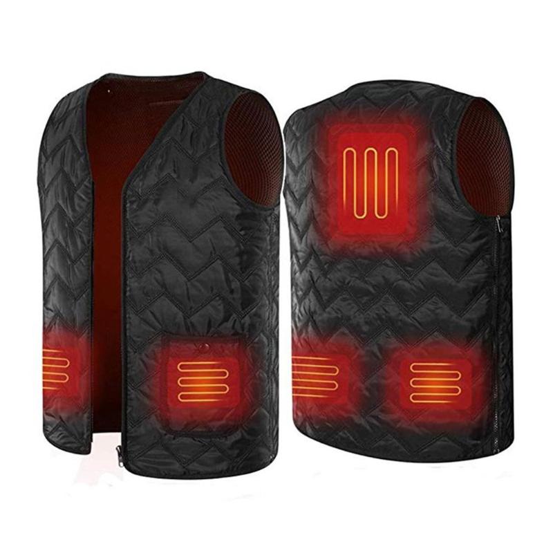 

2020 Men Women Outdoor USB Infrared Heating Vest Jacket Winter Flexible Electric Thermal Clothing Waistcoat for Sports Hiking, Black