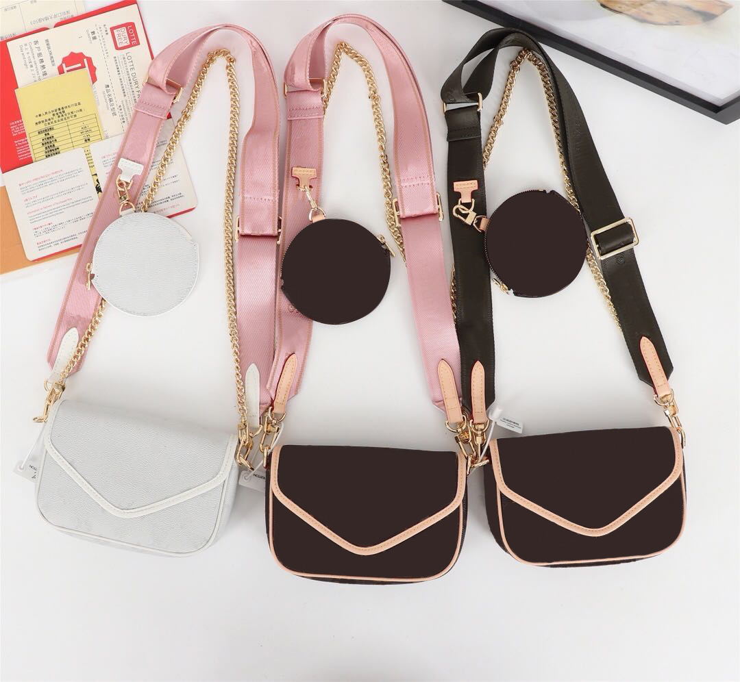 

Hot Sale Handbag Shoulder Bag Multi Pochette New Wave Designer Fashion Bag Multi New Wallet Mobile Phone Bag Three-piece, White#51703